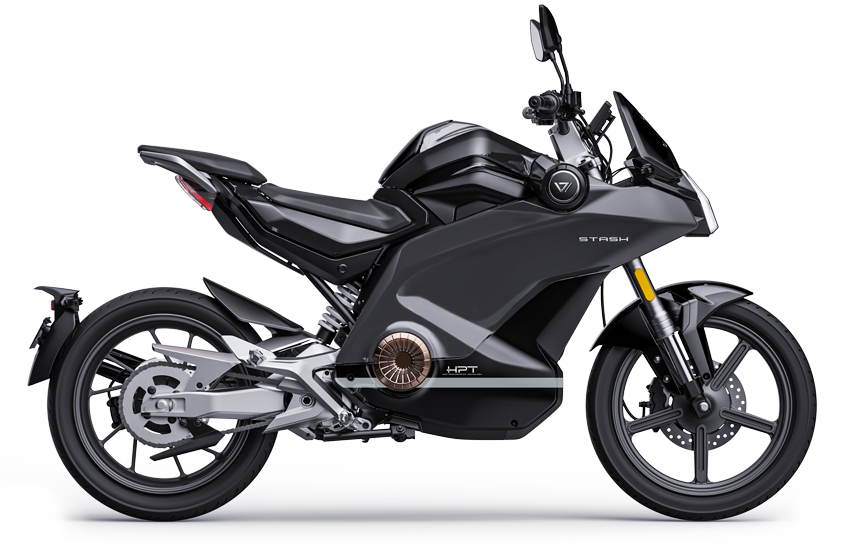 Čierny elektrický motocykel VMOTO